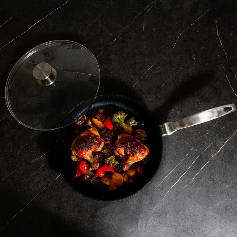 CXD PFAS Free Nonstick Fry Pan with Glass Lid - Swiss Diamond