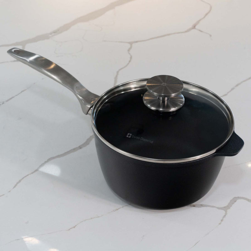 CXD PFAS Free Nonstick Saucepan with Glass Lid - Swiss Diamond