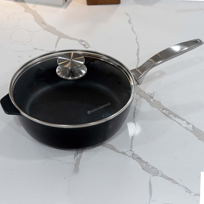 CXD PFAS Free Nonstick Saute Pan with Glass Lid - Swiss Diamond