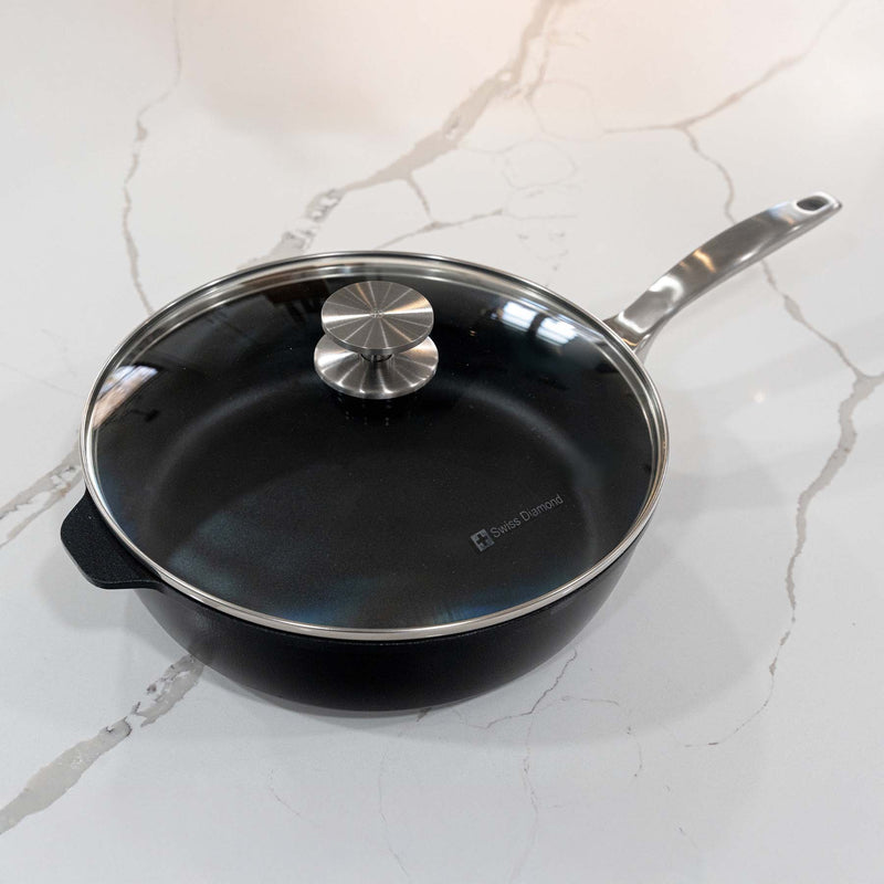 CXD PFAS Free Nonstick Saute Pan with Glass Lid - Swiss Diamond