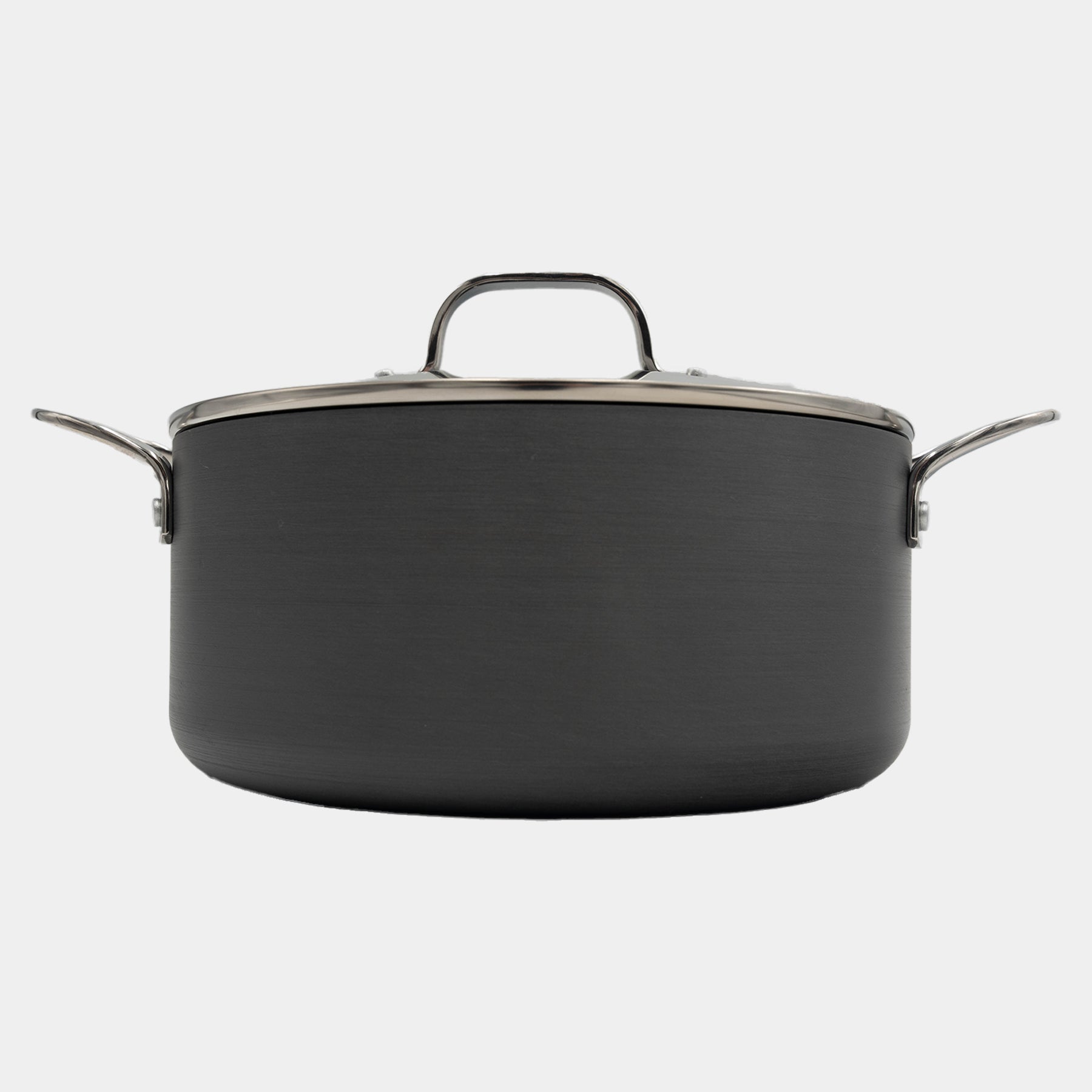Hard Anodised 5 qt Casserole with Glass Lid side view