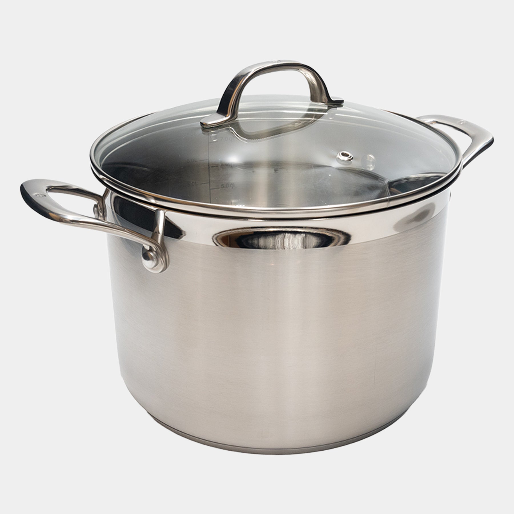 Premium Steel 7.6 qt Stainless Stock Pot with Glass Lid - Induction