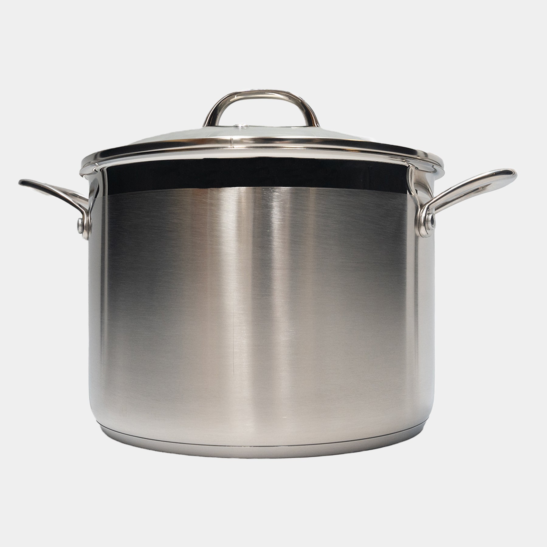 Premium Steel 7.6 qt Stainless Stock Pot with Glass Lid - Induction side view