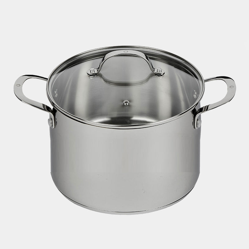 Premium Steel DLX 7.6 qt Stock Pot with Glass Lid - Induction