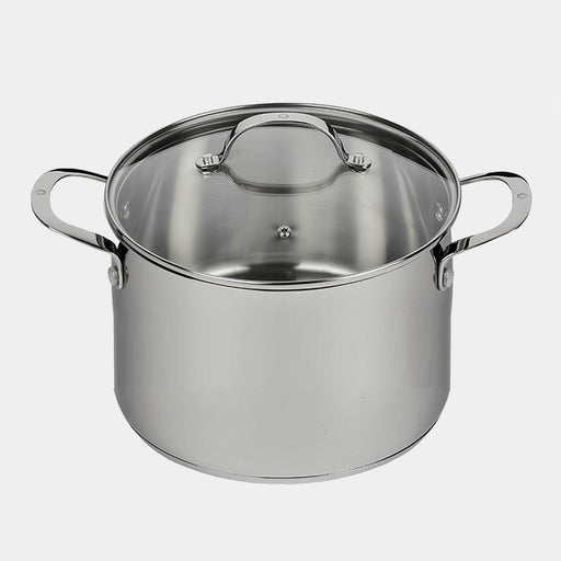 Premium Steel DLX 7.6 qt Stock Pot with Glass Lid - Induction