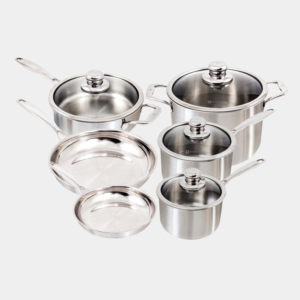 Premium Clad 10-Piece Stainless Steel Set - Swiss Diamond