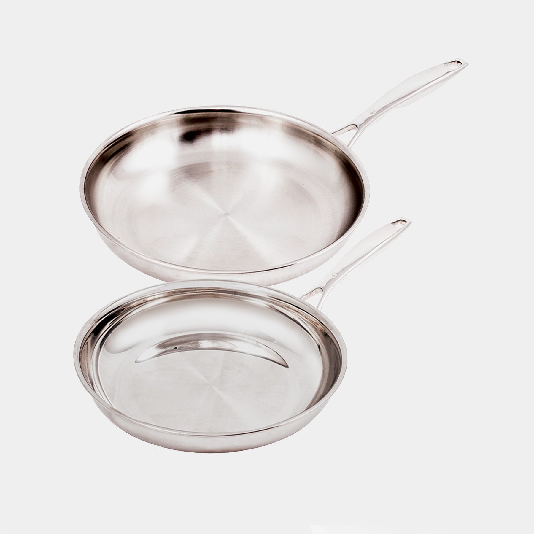 Premium Clad 2-Piece Stainless Steel Set. Includes: 9.5" Fry Pan + 11" Fry Pan.