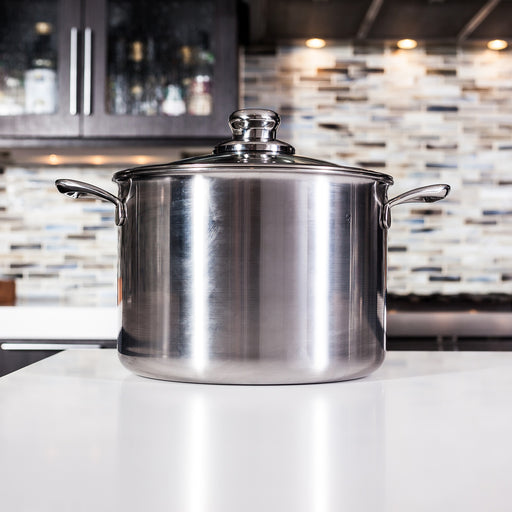 Premium Clad 7.9 qt Stock Pot with Glass Lid - Induction - Swiss Diamond