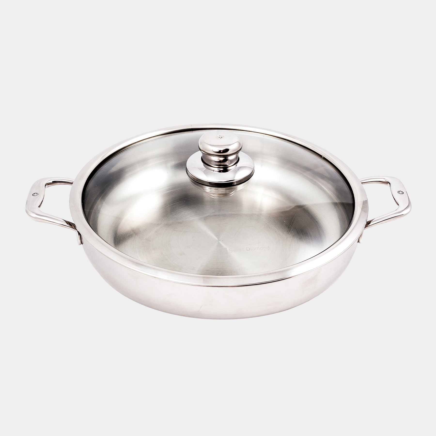 Premium Clad 5.3 qt Stainless Chef's Pan with Glass Lid - Induction