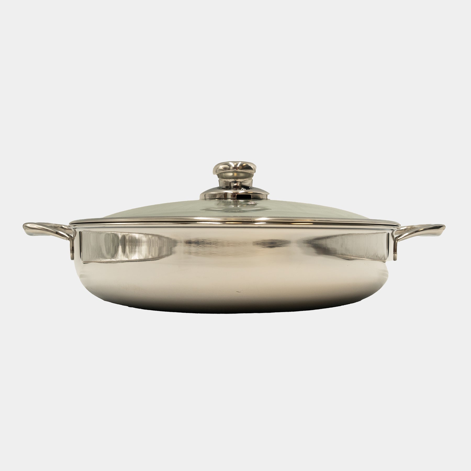 Premium Clad 5.3 qt Stainless Chef's Pan with Glass Lid - Induction side view