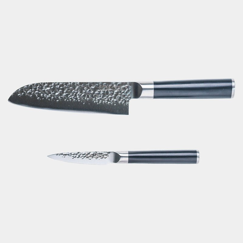 Hammered Santoku Paring Set top view