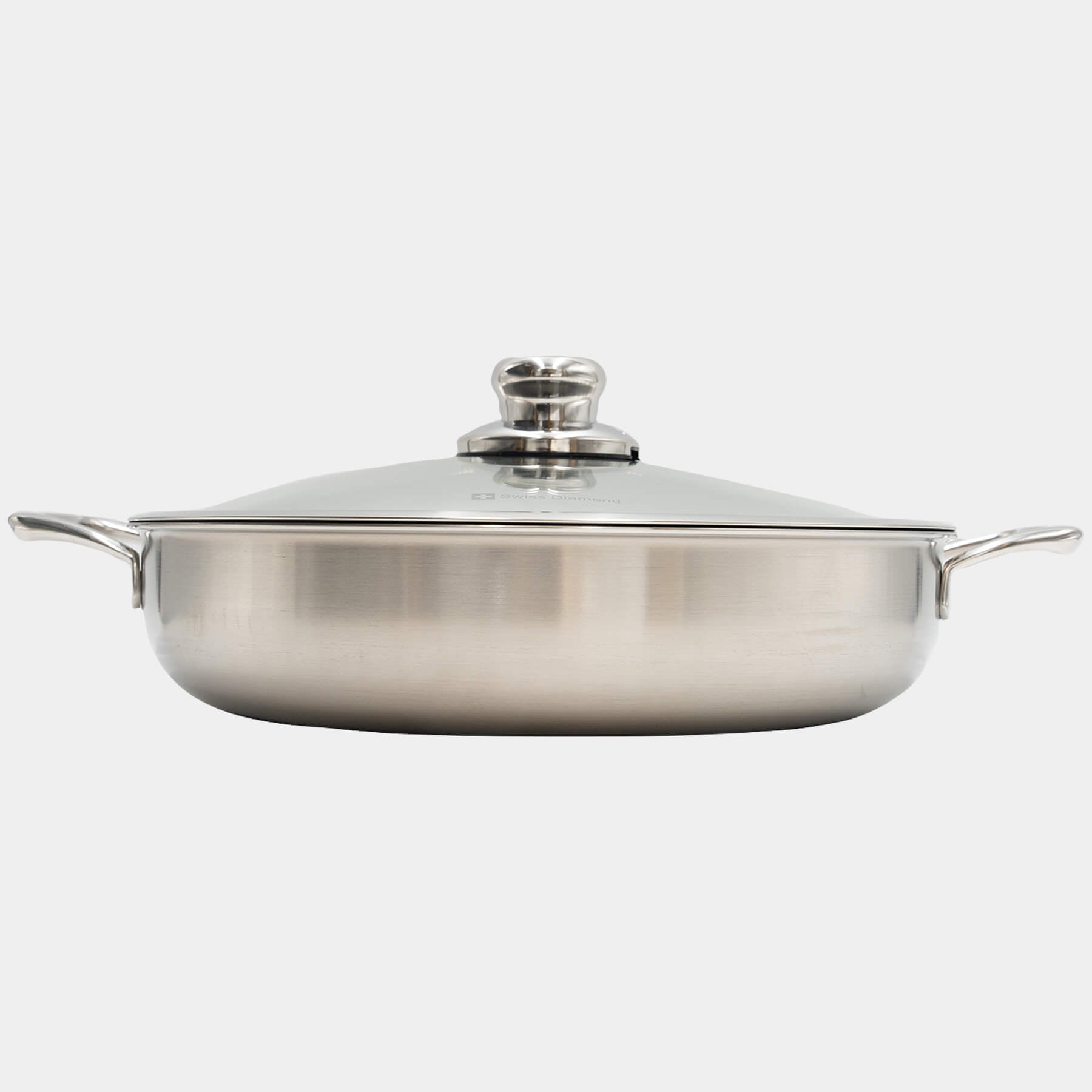Nonstick Clad 5.3 qt Stainless Chef's Pan with Glass Lid - Induction and Felt Pan Protector