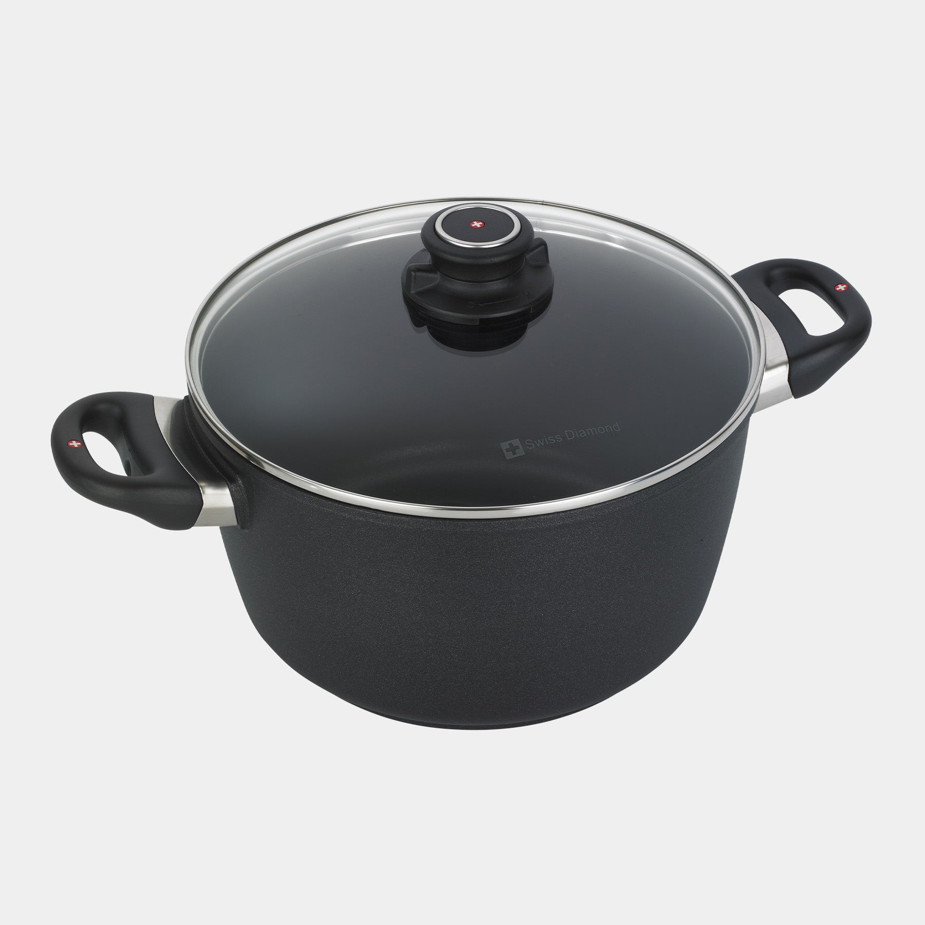 XD Nonstick 5.5 qt Stock Pot with Glass Lid top view
