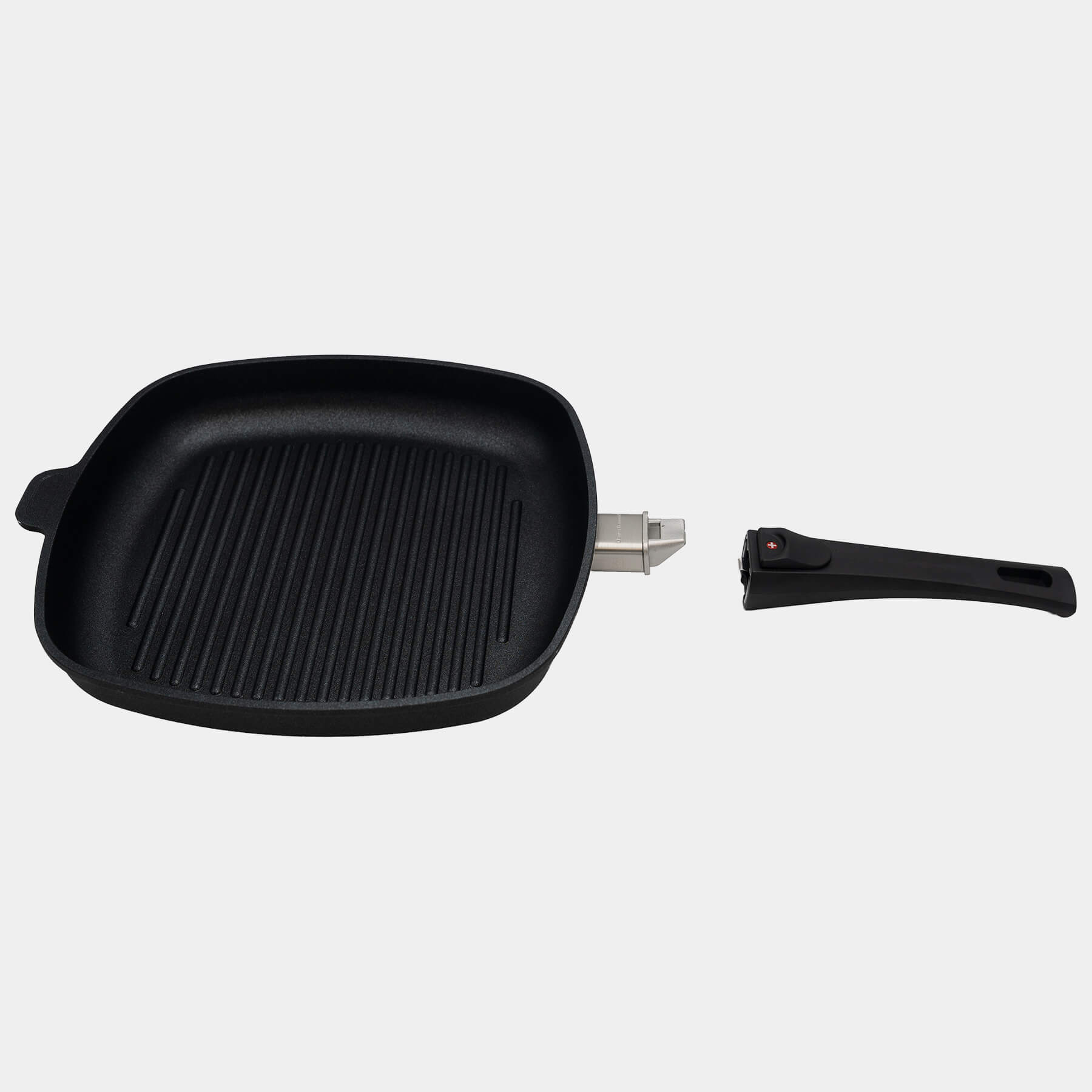 XD Nonstick 11" x 11" Square Grill Pan with Detachable Handle - Induction in use