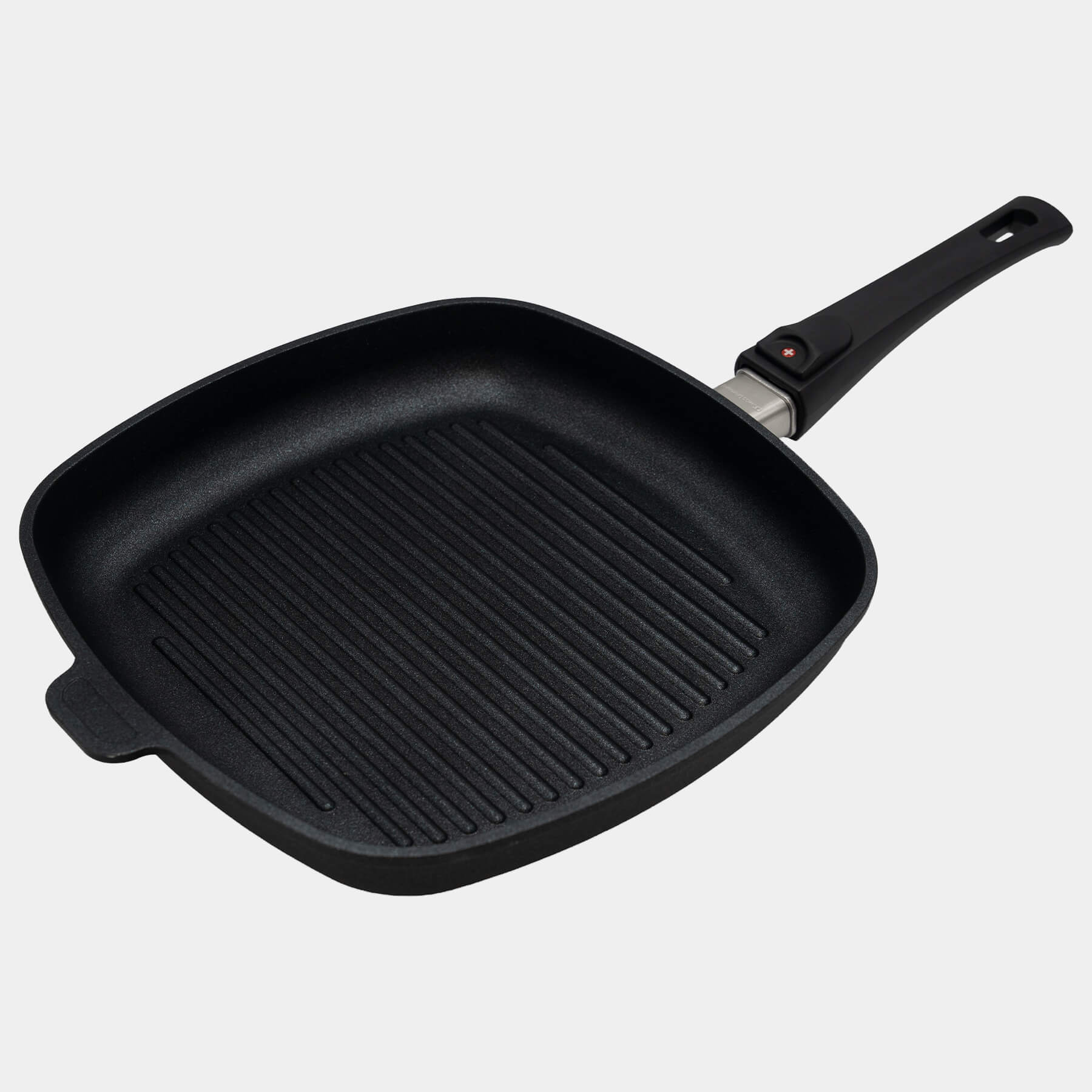 XD Nonstick 11" x 11" Square Grill Pan with Detachable Handle - Induction top angle view