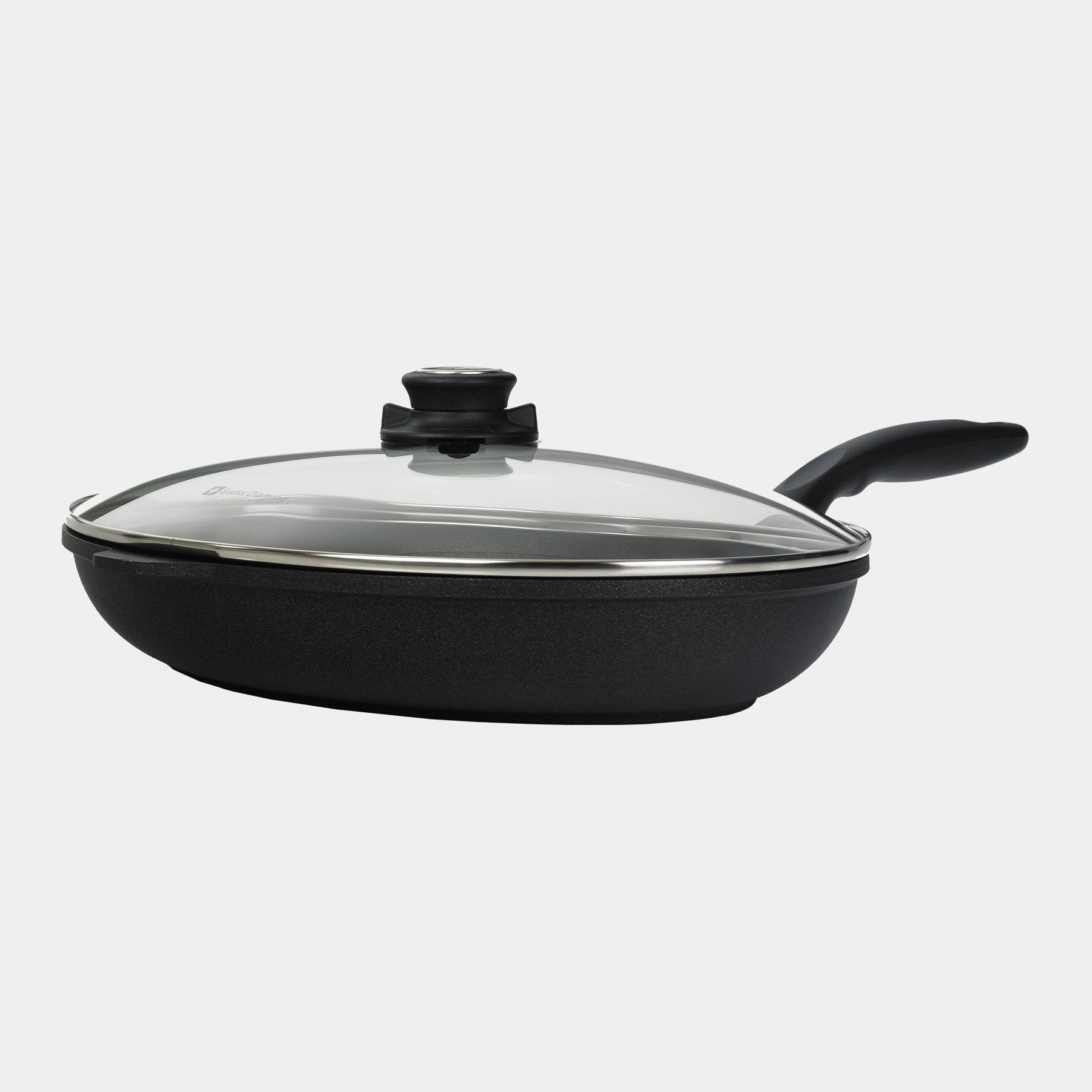 XD Nonstick Oval Fish Pan with Glass Lid Media side view