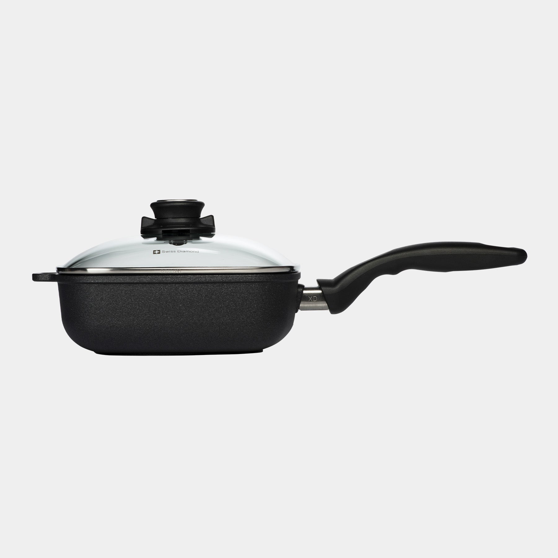 XD Nonstick 8" x 8" Square Saute Pan with Glass Lid - Side View