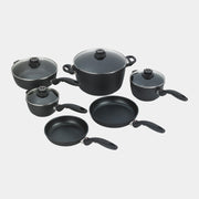 XD Nonstick 10-Piece Set includes: 8" Fry Pan + 9.5" Fry Pan with Lid + 3.2 qt Saute Pan + 1.4 qt Saucepan with Lid + 2.2 qt Saucepan with Lid + 8.5 qt Stock Pot with Lid