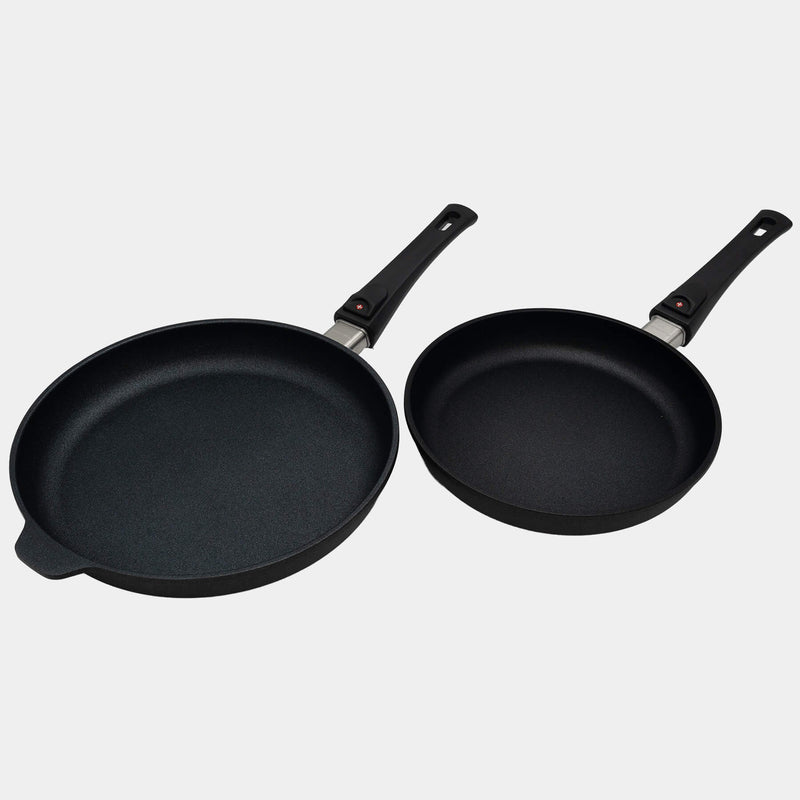XD Nonstick 2-Piece Set - Duo Fry Pans with Detachable Handle - Induction top angle view