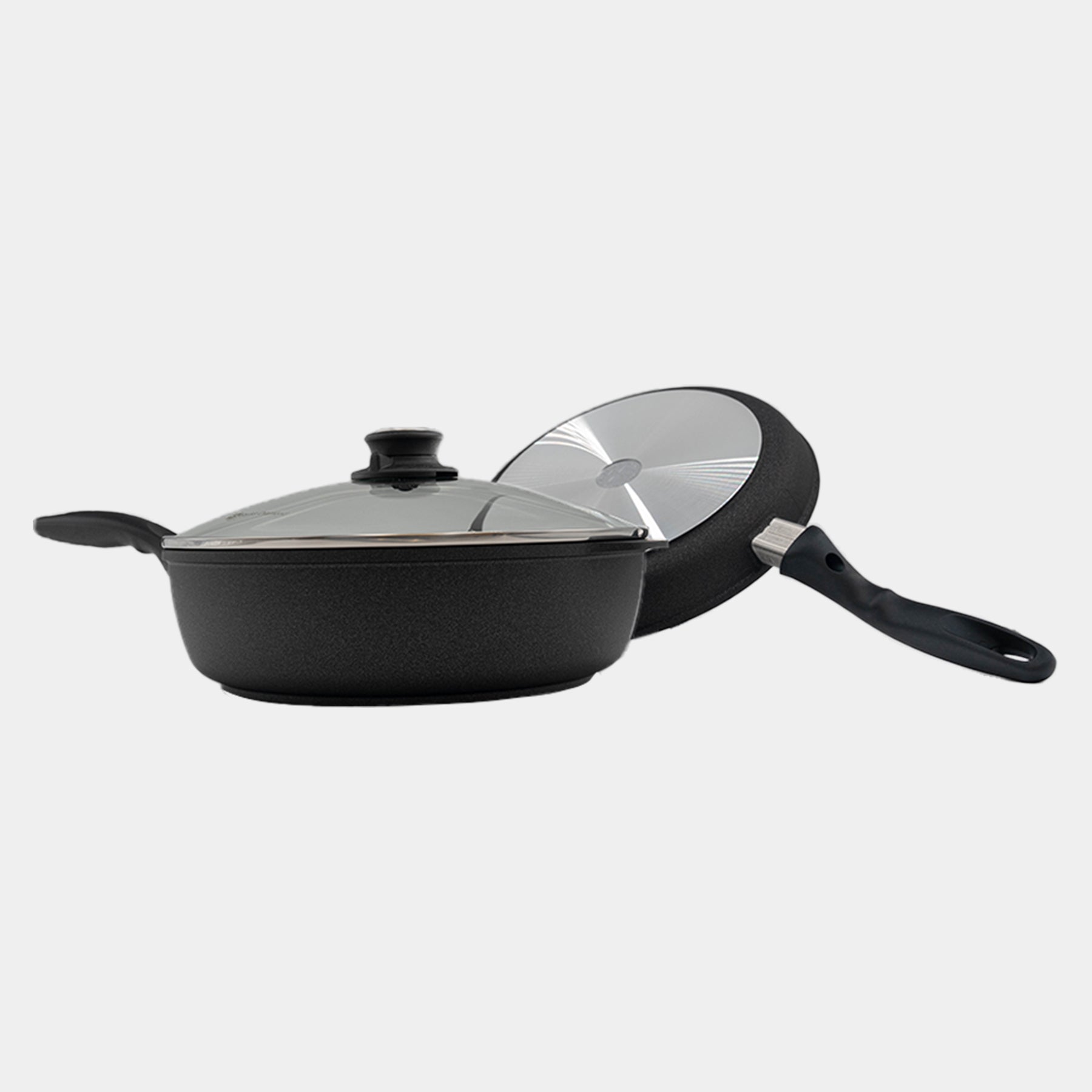 XD Nonstick 3-Piece Set - Fry Pan & Saute Pan side and bottom view