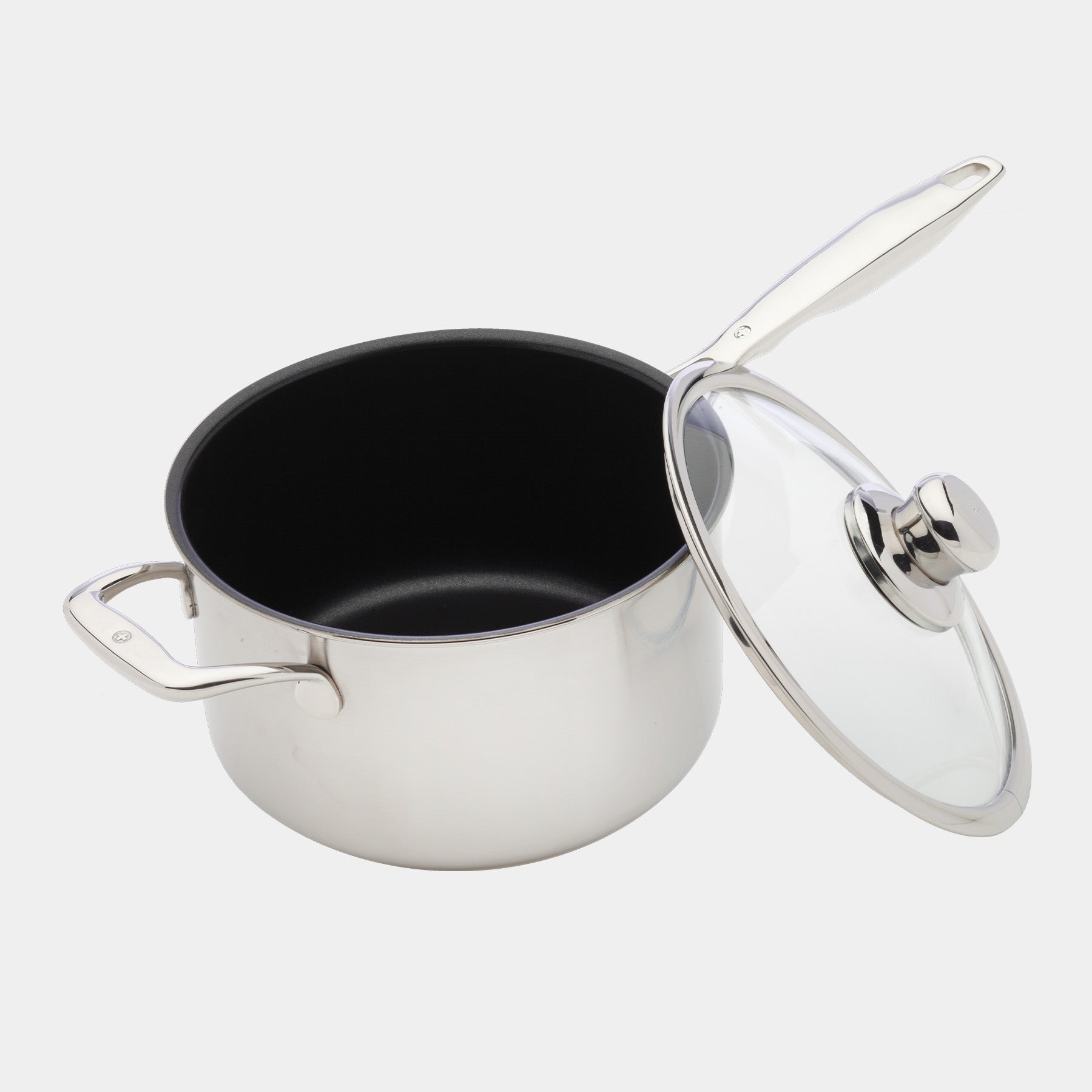 Nonstick Clad 3.6 qt Saucepan with Glass Lid - Induction