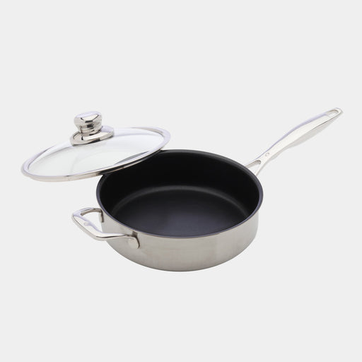 Nonstick Clad 3.1 qt Saute Pan with Glass Lid - Induction